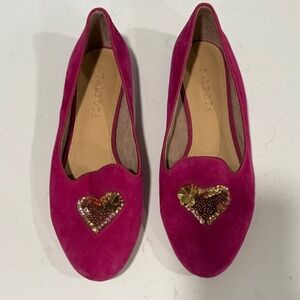Talbots Fuchsia Heart Embellished Flats